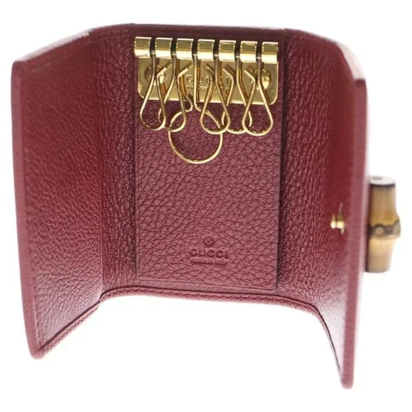 Gucci GG Marmont Key Case Key Holder Red Leather Gold - Picture 4 of 6